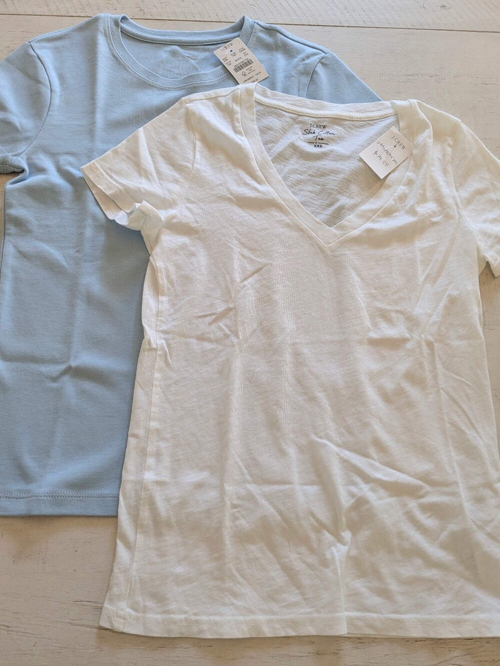 J.Crew Factory NWT T-shirt Bundle (2) XXS White, Baby Blue